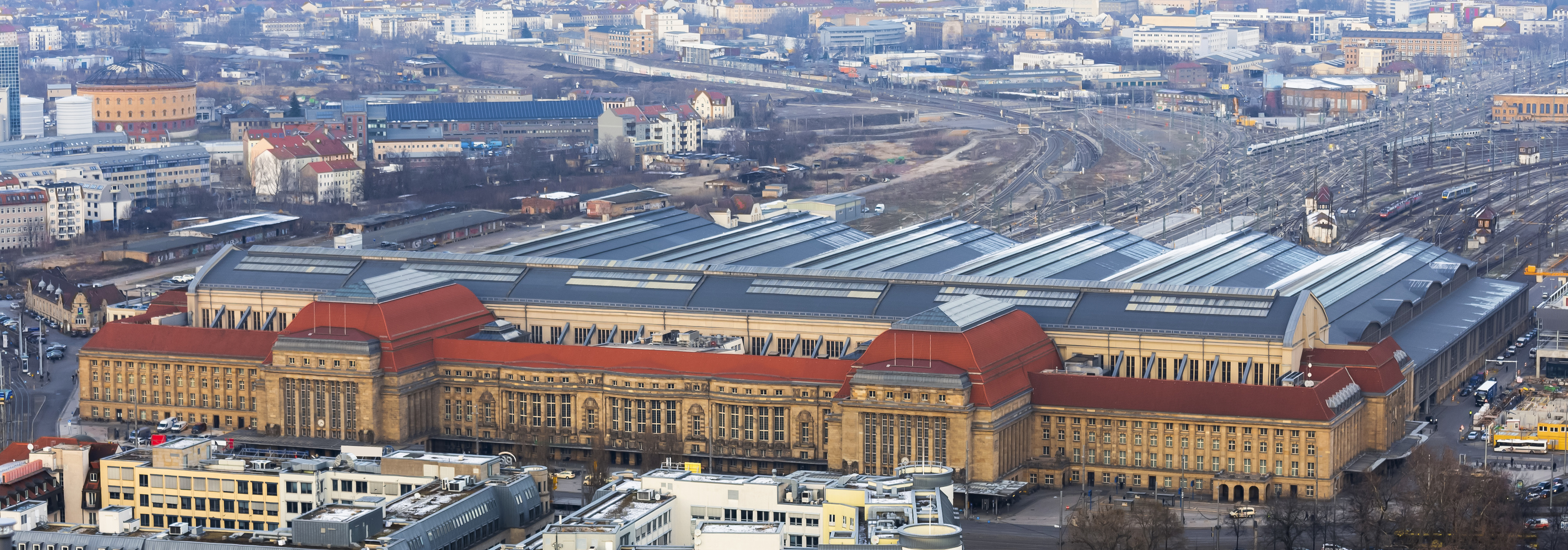 leipzig germany central train station from above